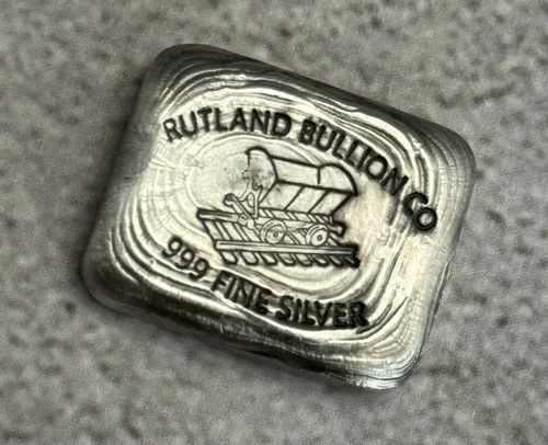 Rutland Bullion Co. 1 oz Hand Poured Silver Bar .999 Fine Silver