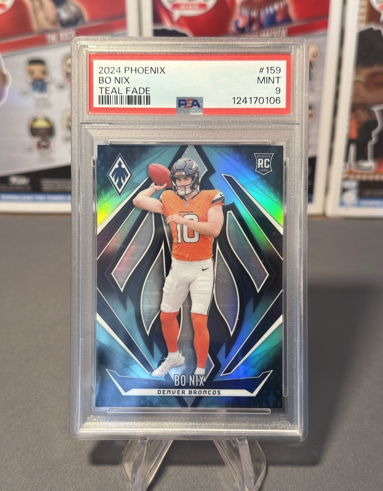 2024 Panini Phoenix Bo Nix Teal Fade PSA 9 /72 Denver Broncos Rookie Card 159 RC