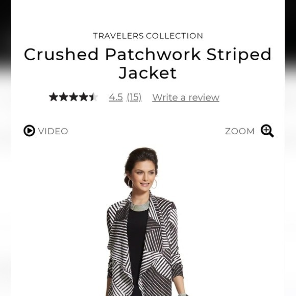 Chico's Crushed Patchwork Striped Jacket Size 0 S… - image 7