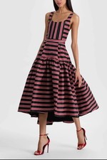 ALICE & OLIVIA DIANA TEAKWOOD STRIPE STRUCTURED MIDI DRESS NWT $660 Sz 4