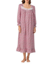 Nwt 74 Eileen West PINK/RED Cotton Lawn Long Sleeve 50" L Ballet Nightgown Sz L