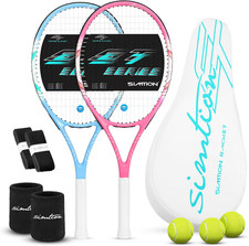 27 Inch Tennis Rackets Set, 2 Player Pre-Strungtennis Racquets for Adults, 2 Ove