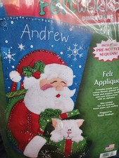 Dimensions Feltworks "Santa Kitty" Felt Stocking Kit 8112 New