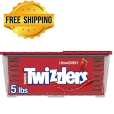 New, Twizzlers Twists Strawberry Flavored Licorice Style Low Fat Candy, Tub 5 lb