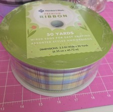 Member's Mark Premium Wired Ribbon 50 Yards, 2.5in Width Blue And Green