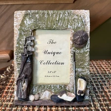 The Unique Collection Golf Frame Shoes Ball Putt Hat Earthly Tones Photo 3.5x5
