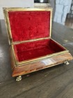 Vintage Italian Onyx Marble Stone Jewelry Trinket Box With Brass Claw Feet — photo 2