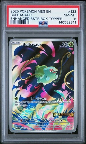 2025 POKEMON MEG EN-MEGA EVOLUTION ENHANCED BOOSTER BOX TOPPER BULBASAUR PSA 8