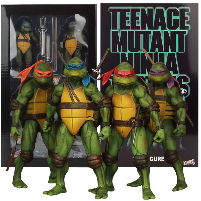 Juguetes móviles adolescentes de la película Tortugas 1990 7" NECA TMNT | Paquete de 4 | Envío gratuito