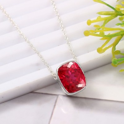 Mogok Ruby Anhänger 925 Sterling Silber Kette Geburtstagsgeschenk Kissen 11x9 MM