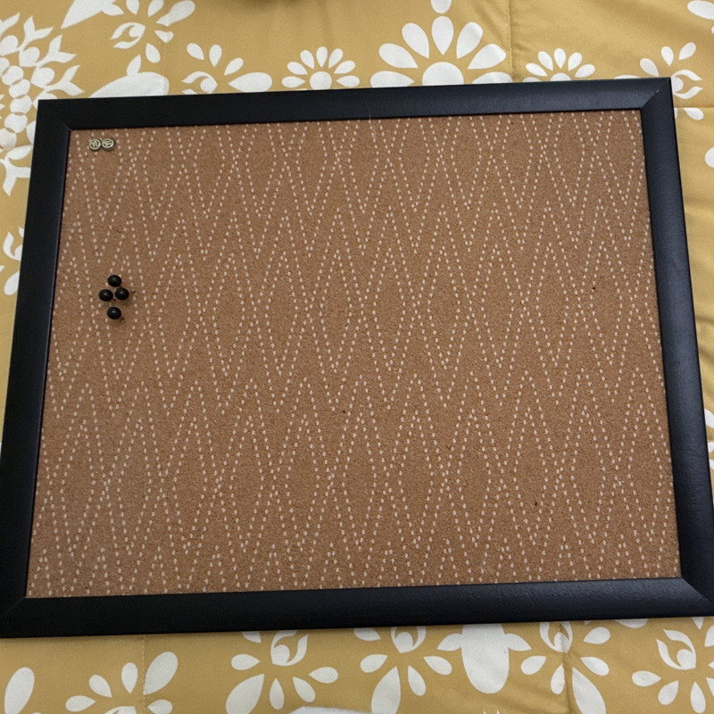 Framed Wall-Mounted Fabric Bulletin Board, Modern, Brown/Black