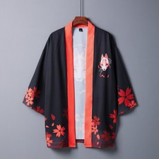 Men Women Kimono Jacket Coat Japanese Cardigan Cosplay Tops Yukata Fox Haori