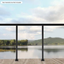 2x 38" Black Deck Railing Wrought Iron Handrail Post Kit Square Metal Fence Post