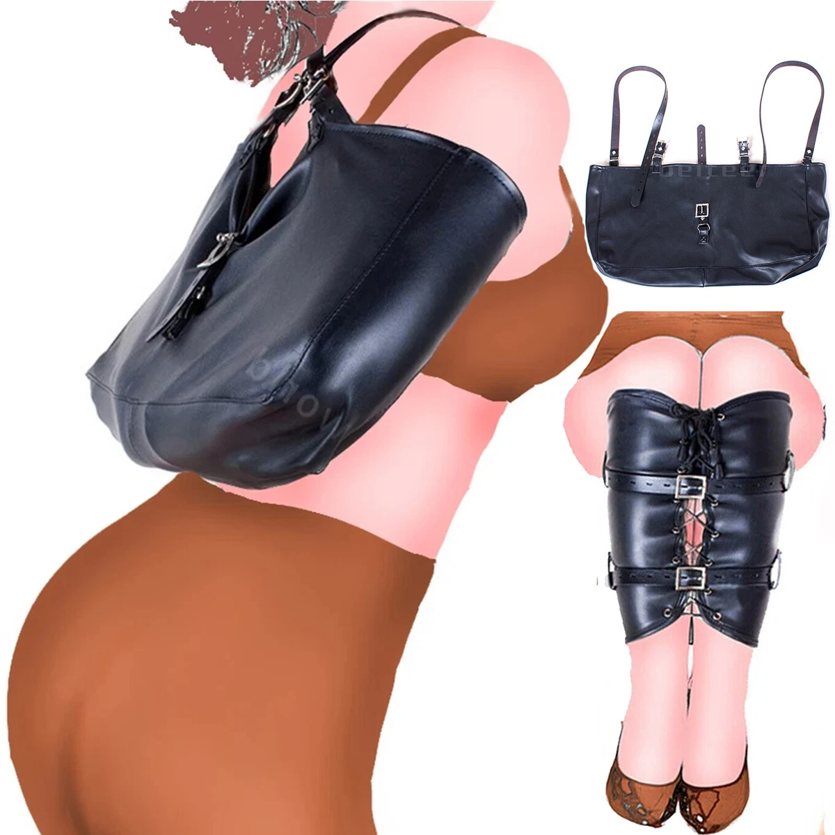 PU Leather Leg Binder Straight Jacket Armbinder Lockable Glove Shoulder  Straps | eBay