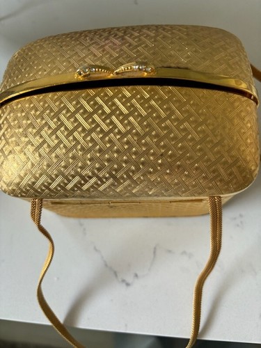 Vintage Walborg Basket Purse Gold Metal 1950'S Made In Italy - Picture 3 of 7