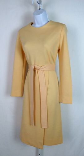 VTG 1950s 60s RICHARD FRONTMAN VIRGIN WOOL DRESS & BELT CREAM COLOR OVERLAY - Picture 5 of 16