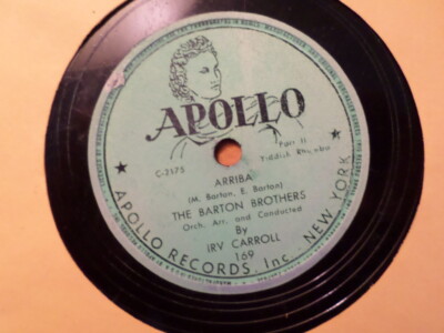 APOLLO 78 RECORD169/IRV CARROLL/BARTON BROTHERS/ARRIBA/PART 1, 2/ VG MINUS