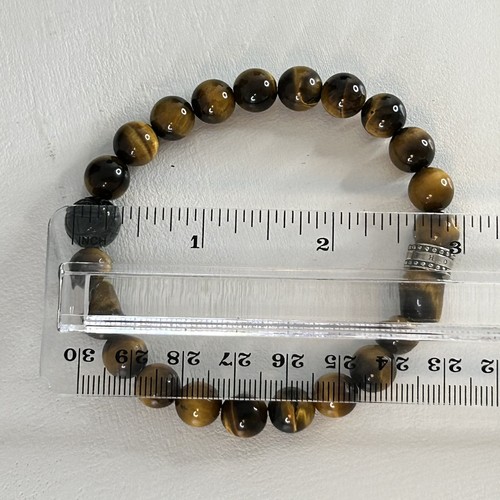 Thomas Sabo Bracelet Tigers Eye Obsidian Stone Stretch 925 Charm Box - Picture 12 of 15