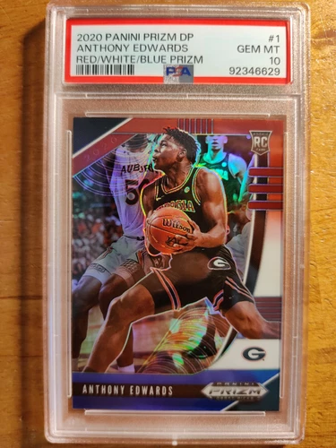 ANTHONY EDWARDS 2020 PRIZM DP RWB ROOKIE RC #1 PSA 10 GEM MINT! GEORGIA WOLVES[;