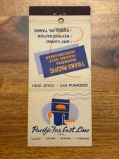 Pacific Far East Line Matchbook Cover Trans Pacific Cargo San Francisco 30 Stick