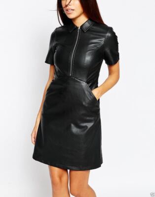 Real Lambskin Black Leather Dress   Perfect for Evening & Cocktail Party Dress