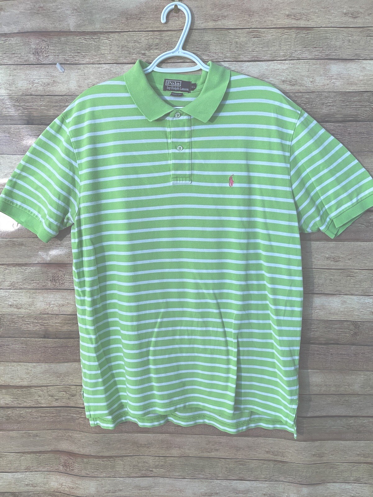Polo By Ralph Lauren Uomo Verde Lime Bianco Pony Golf Camicia Manica Corta Taglia XL