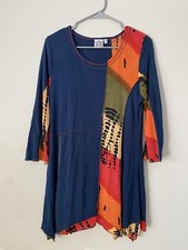 Parsley  Sage Tunic Shirt Women Size M Asymmetrical Hem Jersey Knit Artsy Hippy