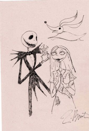 Tim Burton disegno concept originale Jack Sally e Zero
