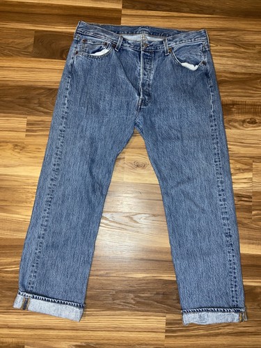 LEVIS 501 - Vtg Made In Mexico Faded Stonewashed Blue Jeans, Mens 36x30 - Picture 3 of 14
