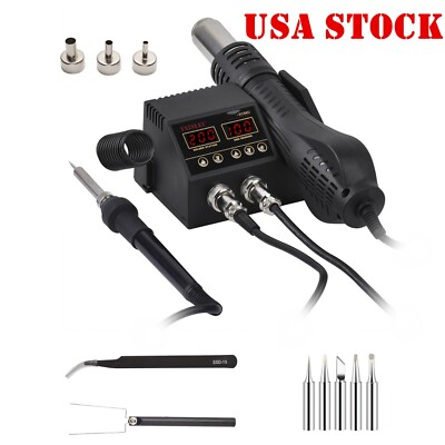 #ad 8586D Soldering Station 2 in 1 Functions Electric Iron SMD Hot Air Rework $39.99