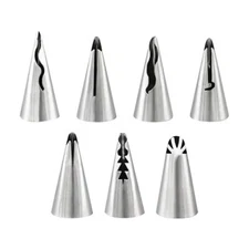 7 Pcs Stainless Steel Piping Nozzle Set Pleated Skirt Icing Piping Tips Russi...