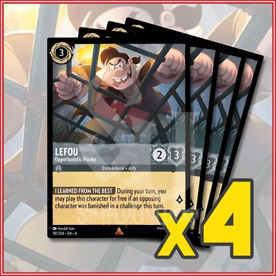 Disney Lorcana TCG: LEFOU - OPPORTUNISTIC FLUNKY x4 Ursula's Return Rare