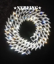 Mens ICED Miami Cuban Link Chain Spike Necklace Plated CZ Hip Hop Jewelry (19MM)