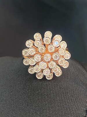 1.09 Cts Round Brilliant Cut Diamonds Snowflake Engagement Ring In 14K Rose Gold