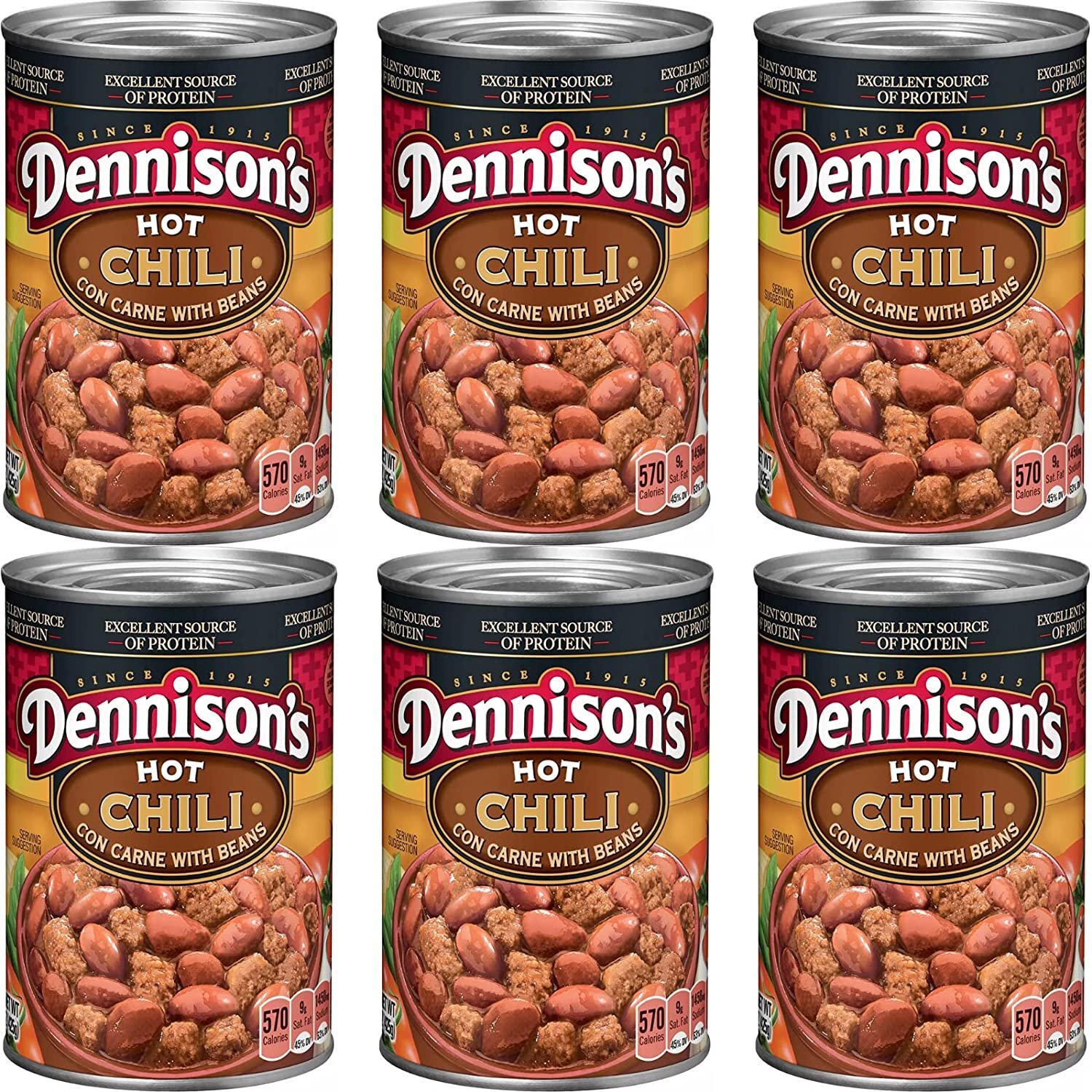 Dennison's, Hot Chili Con Carne with Beans, 15oz Can (Pack of 6) eBay
