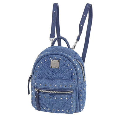 MCM Backpack Rucksack Mini Ladies Denim Quilting Blue Silver MCM Backpack Rucksack Mini Ladies Denim Quilting Blue Silver