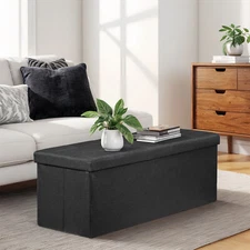 43" High Folable Storage Ottoman Bench Storage Stools Footrest Home Decor Black