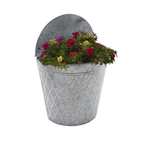 Verzinkte Pflanzgefäße Garten Hängebalkon Wandmontage Blumen Metall Pflanzgefäße - Bild 13 von 30