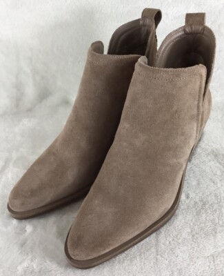 Gianni Bini Booties Women s 6.5M Caffery Tan Suede Leather Block Heel Boots $99