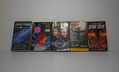 5 STAR TREK Book Lot VANGUARD FEDERATION VOYAGE HOME NEW EARTH SHADOWS ON SUN