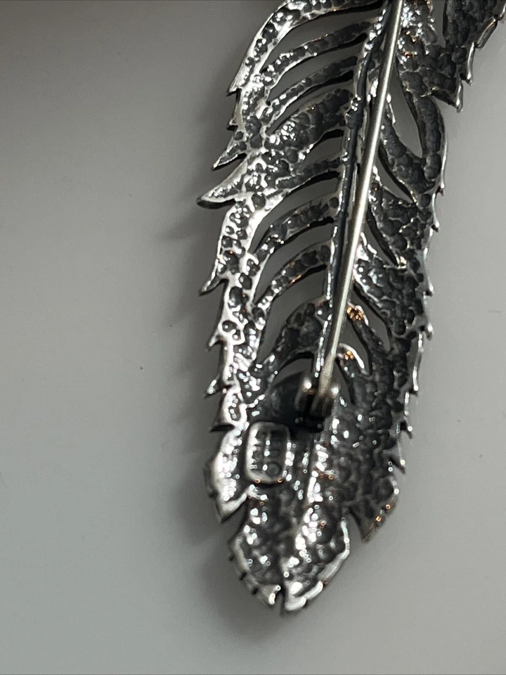 Broche Kabana Pluma Plata de Ley 925 Sello 3+” 8,2 gr Foto 3 de 4