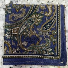 CLASSIC MEN HANDKERCHIEF COTTON PAISLEYS BLUE BROWN POCKET SQUARE 18" ART M158