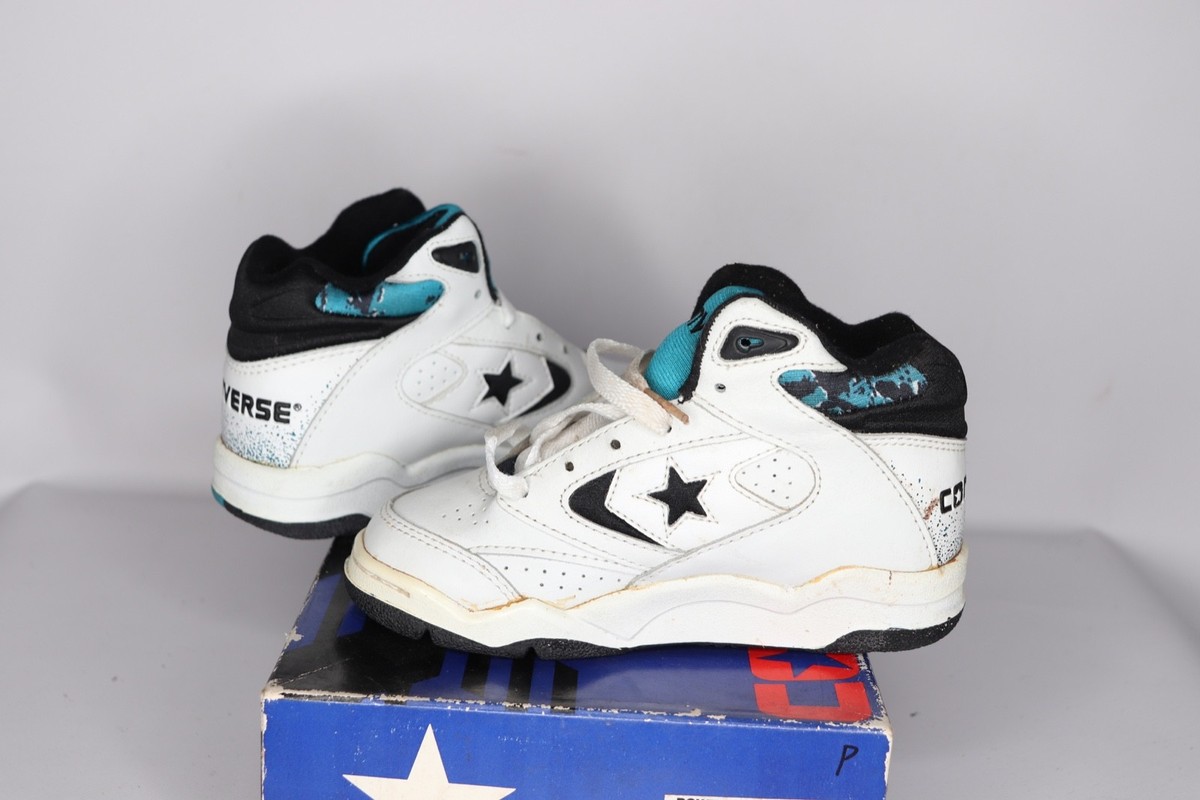 NOS Vtg 90s Converse Power Game Lea Mid Basketball Shoes