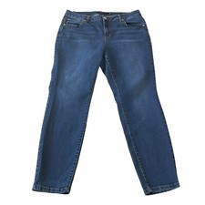 Tahari Womens Jeans Size 16W Blue Kelly Mid Rise Skinny Stretch Dark Wash Denim