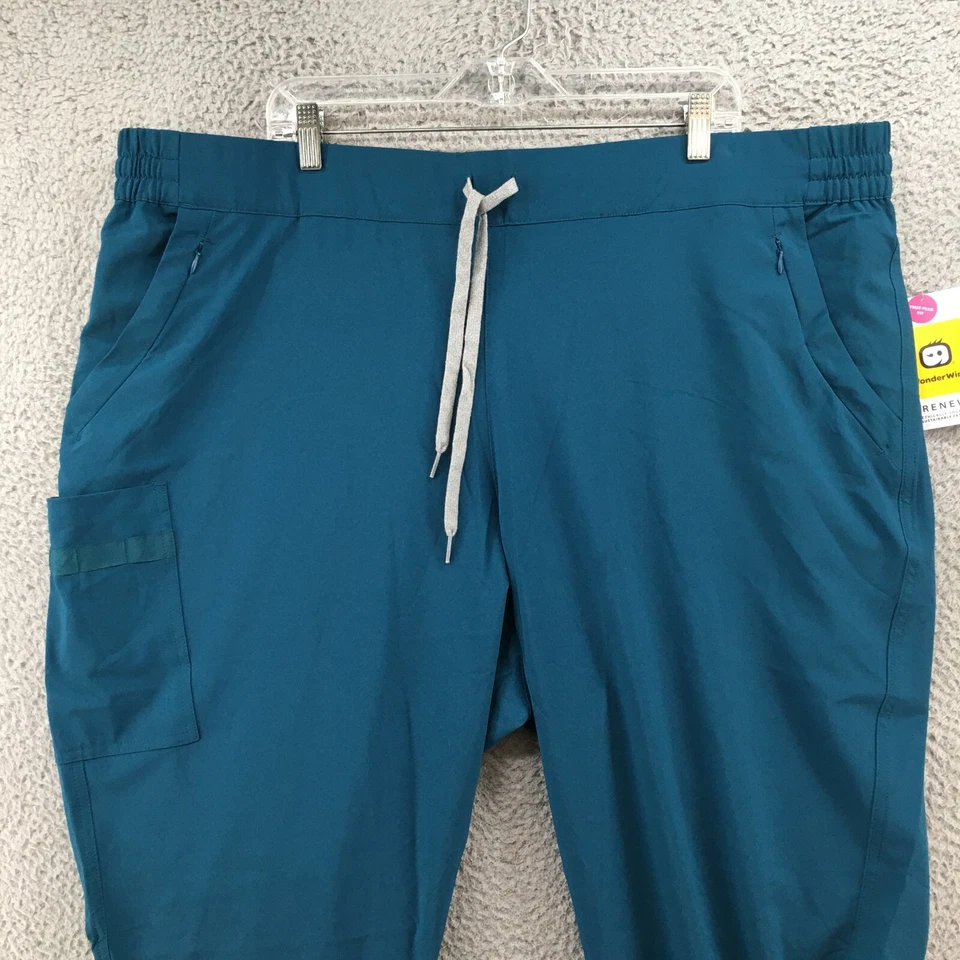 Wonderwink Jogger Pants Womens 3X Petite (actual 46x27) Teal Hi-Rise Pocket NEW - Image 2 of 4