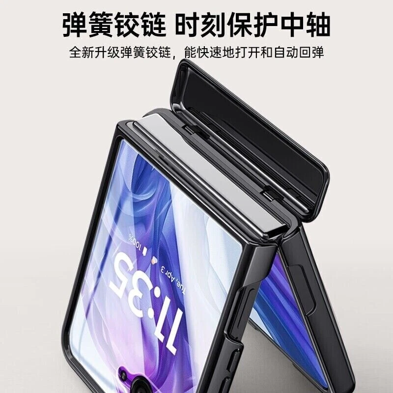 Para Motorola razr+ 2024, Lujo Bisagra Transparente Rígida PC Cubierta Estuche Protector de Vidrio Foto 4 de 4