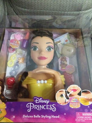 New Disney Princess Deluxe Belle Styling Head, 13 Pieces, Color Changing