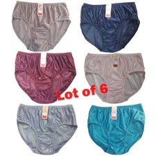 6X Vintage Nylon Panties Gusset Silky Granny Women Mushroom Underwear Plus Size