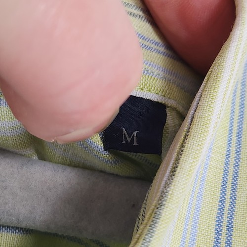 Zegna Shirt Mens Medium Green Blue Striped Linen Blend Sport Long Sleeve Classic - 第 8/12 張圖片