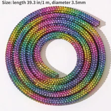 1M Rhinestone Shiny Glitter Rope Chain String Hoodie Drawstring Cord Shoelaces